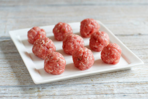 Raw  meatballs are ready to cook