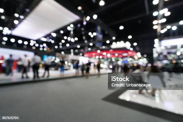 Blurred Defocused Background Of Public Event Exhibition Hall Business Trade Show Or Commercial Activity Concept Stock Photo - Download Image Now