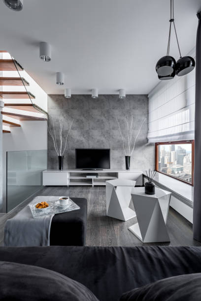 istock Living room with cement wall 857618072