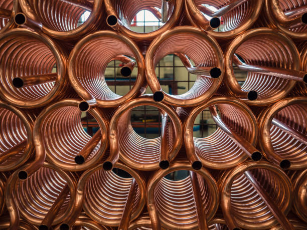 Heat exchangers obtained by winding copper pipe.