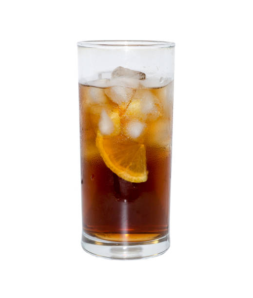 istock isolated glass of cocktail or tea with ice and lemon. object, beverage. 857630332