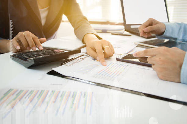istock Investor executive discussing plan financial graph data on office table, finance, accounting, investment, meeting. 857630996