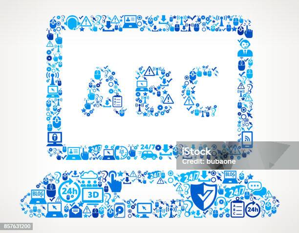 Abc On Laptop Screen Tech Support Vector Icon Pattern Stock Illustration - Download Image Now