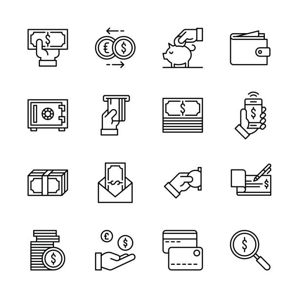 Money icons - Line Money icons - Line Vector EPS File. coin outline stock illustrations