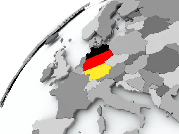 Flag of Germany on grey globe