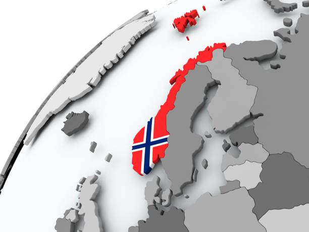 istock Flag of Norway on grey globe 857662610