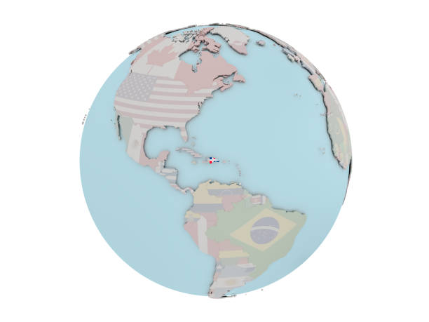 istock Dominican Republic with flag on globe 857667004