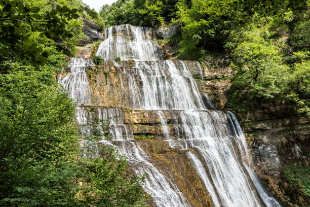 Waterfalls of the Herisson in the French Jura Cascades du Herisson, Waterfalls of the Herisson in the French Jura jura france photos stock pictures, royalty-free photos & images