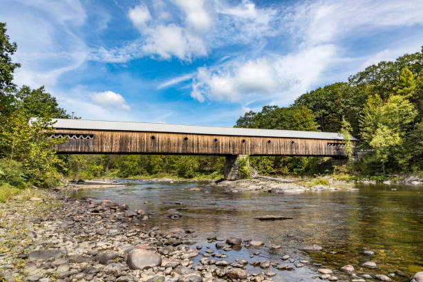 istock Longest covered Bridge in Brattleboro Vermont over the West river 857671180