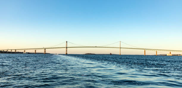 istock Newport Bridge in sunset 857671324
