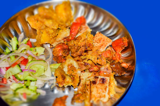 istock Junk food on top view on the blue tabletop. 857674600