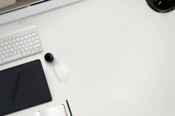 istock Creative professional designer's desk from above. 857678650