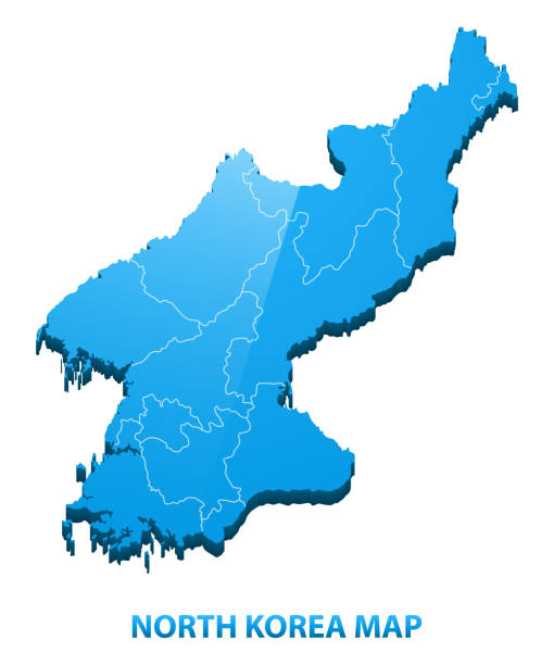 istock Highly detailed three dimensional map of North Korea with regions border 857686096