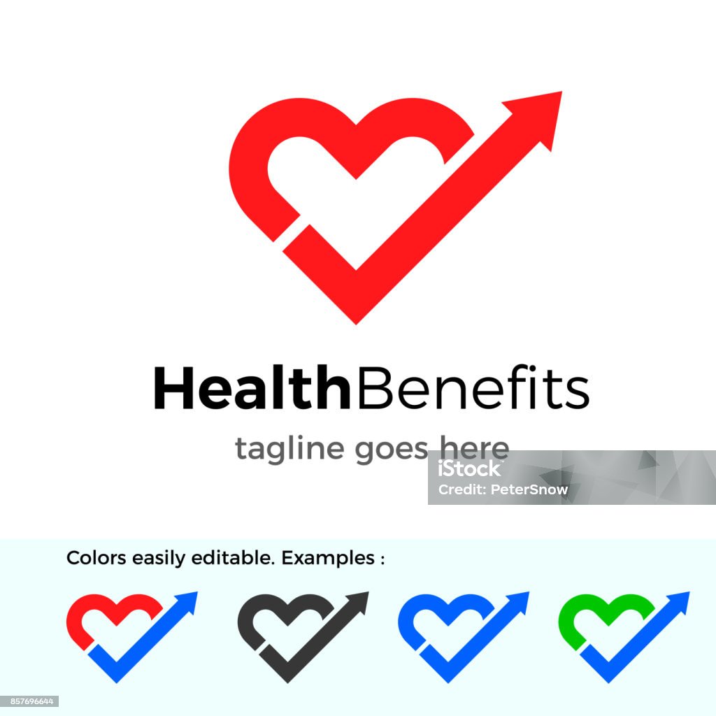 Logo health benefits. Buon concetto di progettazione di vettori sanitari - arte vettoriale royalty-free di Sanità e medicina
