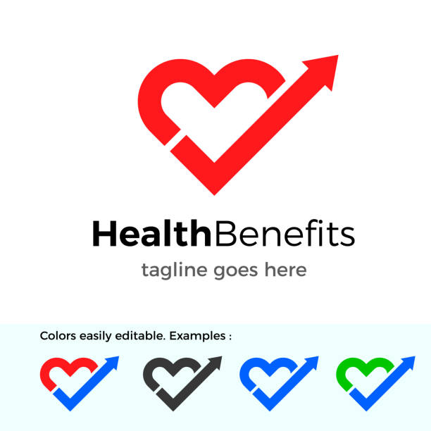 logo korzyści zdrowotne. koncepcja projektu wektora dobrego zdrowia - medical logos stock illustrations
