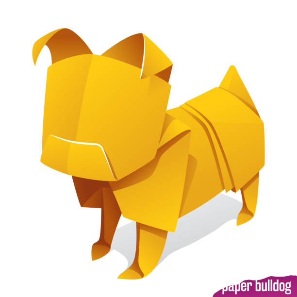 Yellow paper dog vector art illustration