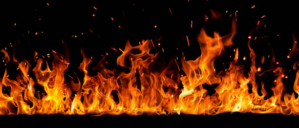 istock Texture of fire on a black background. 857707430
