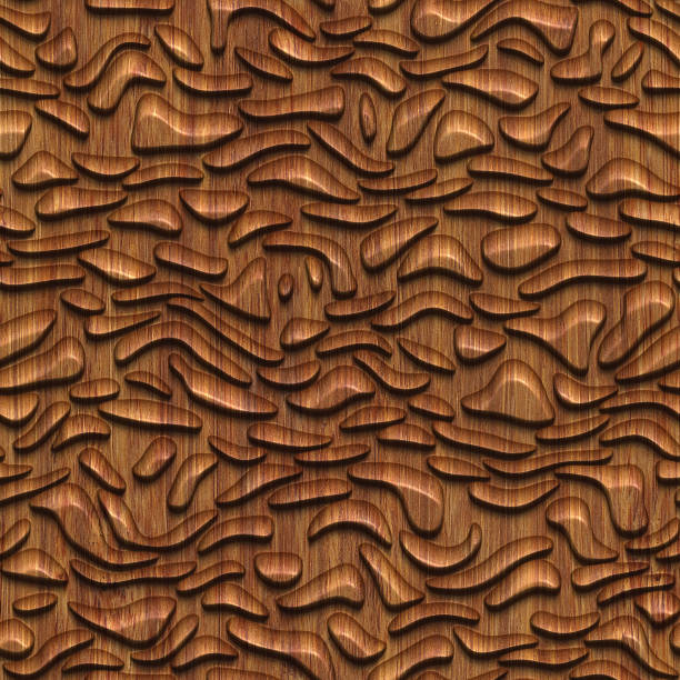 istock Carved pattern on wood background seamless texture, 3d illustration 857710796