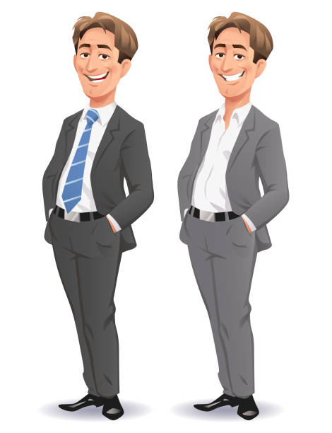 młody uśmiechnięty biznesmen - young adult white background business person entrepreneur stock illustrations