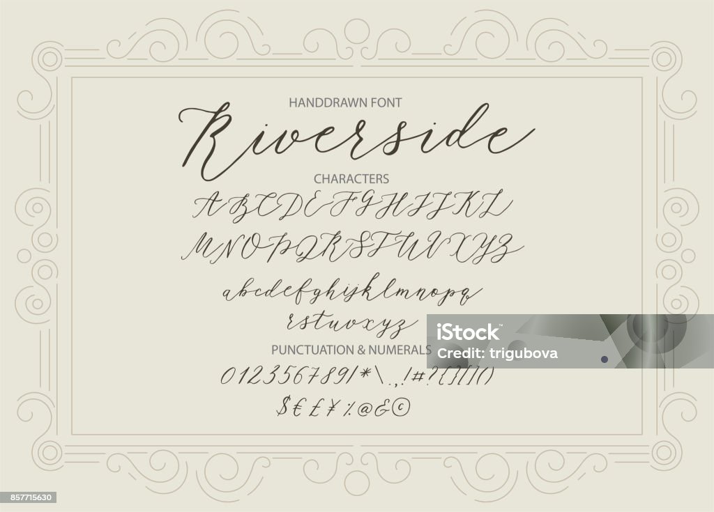 Riverside - handschriftliche Schreibschrift - Lizenzfrei Maschinenschrift Vektorgrafik