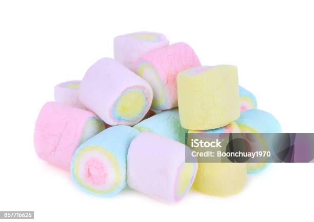 Colorful Of Marshmallow Isolated On White Background Stock Photo - Download Image Now