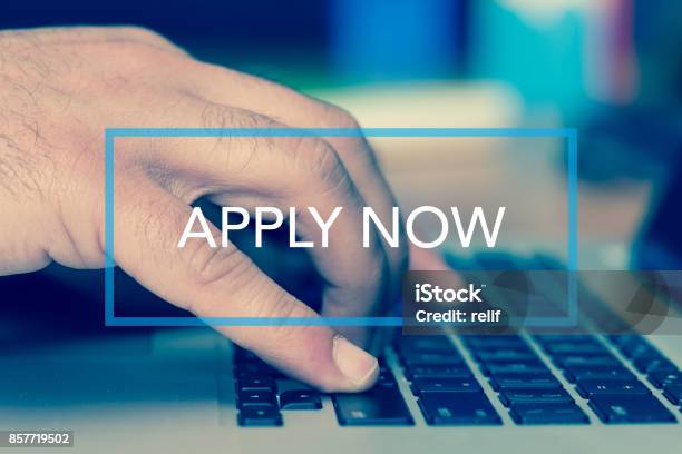 Technology Concept Apply Now Stock Photo - Download Image Now - Applying, Internet, Urgency