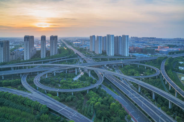istock Urban overpasses and traffic network construction in China 857719910