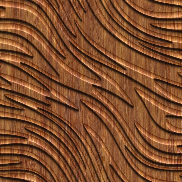 istock Carved pattern on wood background seamless texture, 3d illustration 857719924