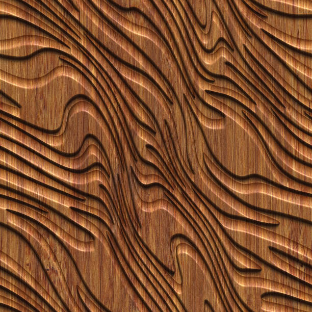 istock Carved pattern on wood background seamless texture, 3d illustration 857719990