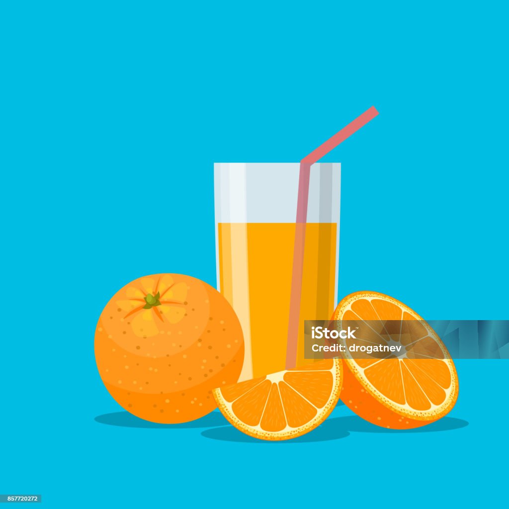 Orange juice in a glass. Vitamins for health Orange juice in a glass. Vitamins for health. Vector illustration in flat style Orange Juice stock vector