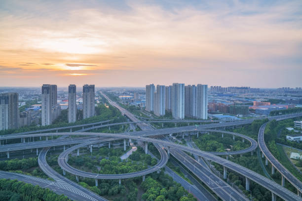istock Urban overpasses and traffic network construction in China 857720332