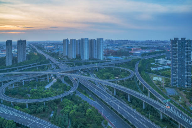 istock Urban overpasses and traffic network construction in China 857722512