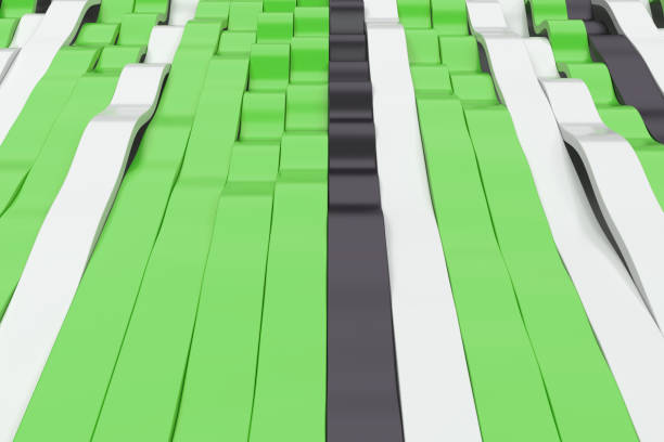 istock Abstract 3D rendering of black, white and green sine waves 857722838