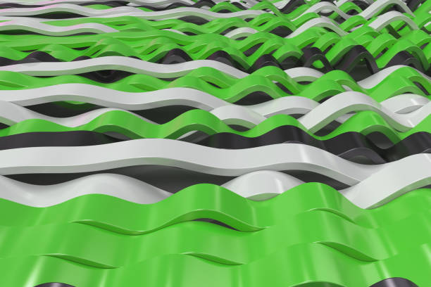 istock Abstract 3D rendering of black, white and green sine waves 857723206