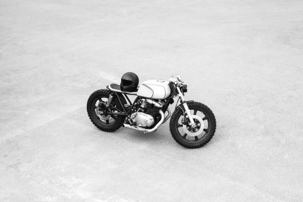 빈티지는 오토바이 오토바이 caferacer 재건 스톡 사진