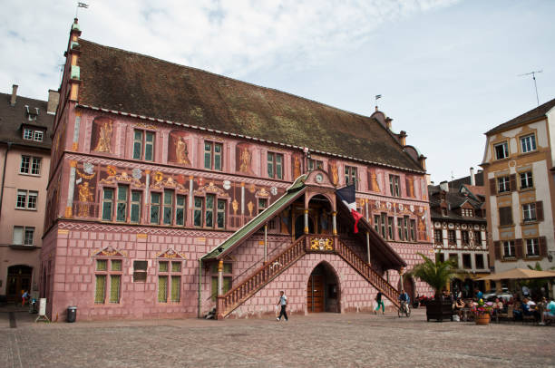 altes rathaus in mulhouse - mühlhausen stock-fotos und bilder