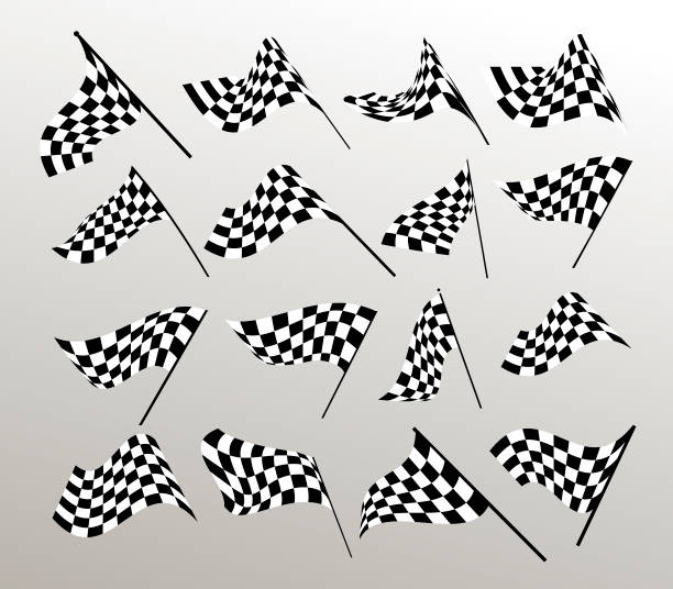 Starting and finishing flags. Auto Moto racing. Checkered flag. Vector set. Starting and finishing flags. Auto Moto racing. Checkered flag. Vector set. electric motor white background stock illustrations