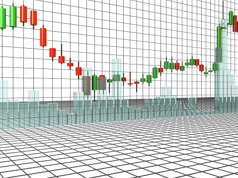 Cryptocurrency exchange trades. Trading schedule. Three-dimensional image. 3D illustration.