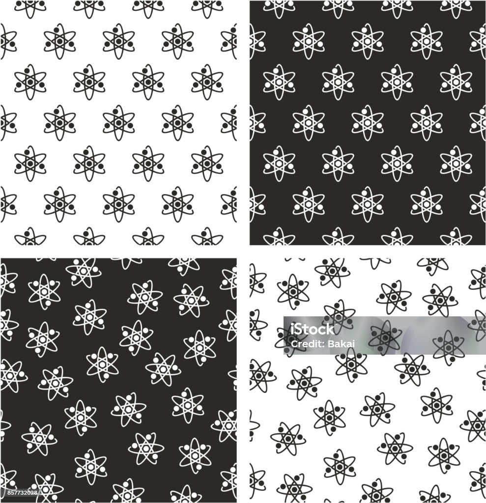 Random Atom Pattern Atom Symbol Or Atom Sign Aligned Random Seamless Pattern Set Stock ...