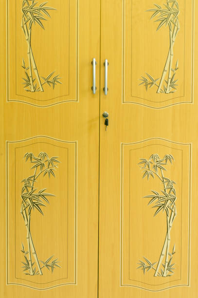 Yellow or brown texture of wardrobe doors in residence