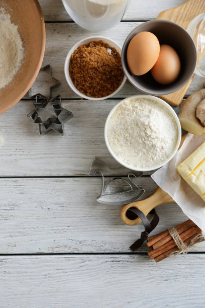 istock White wood baking background, christmas preparations 857732460