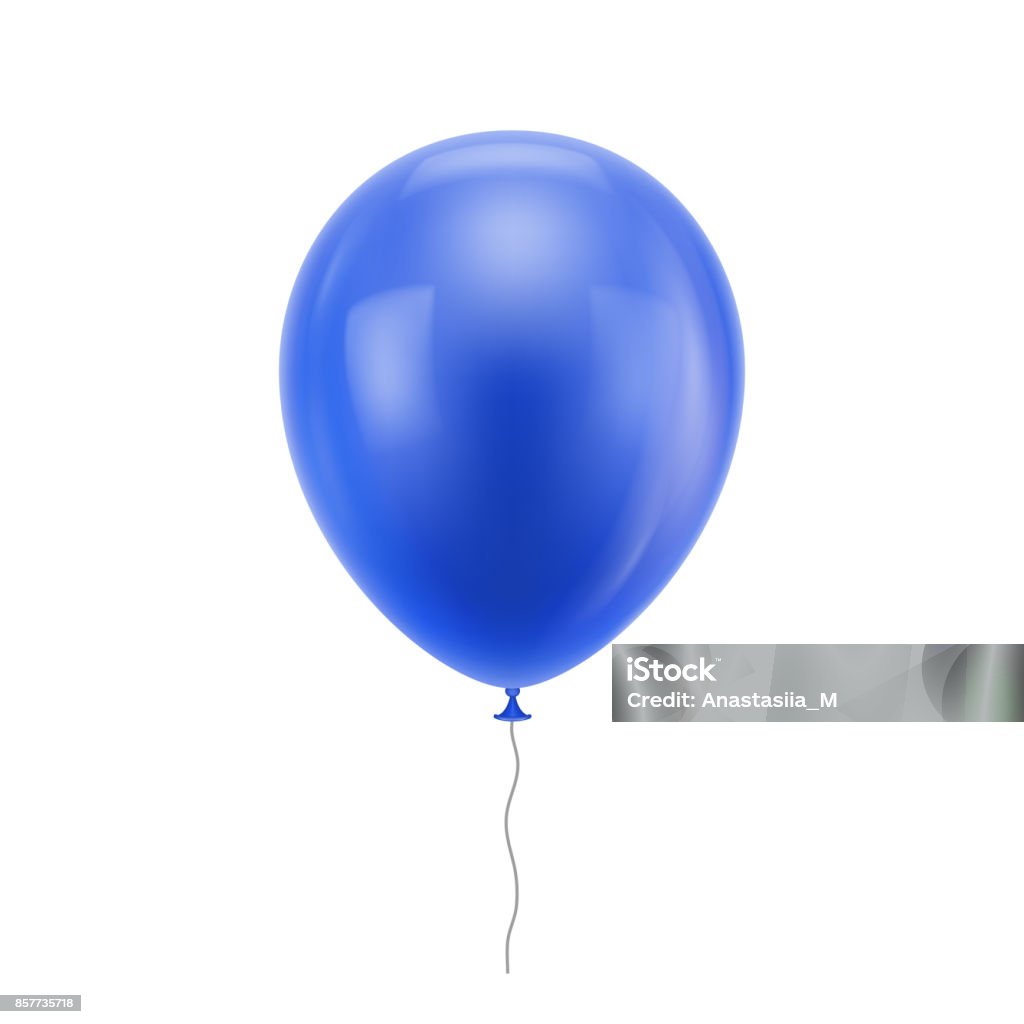 Синий ре алистичный воздушный шар - Векторная графика Воздушный шарик роялти-фри