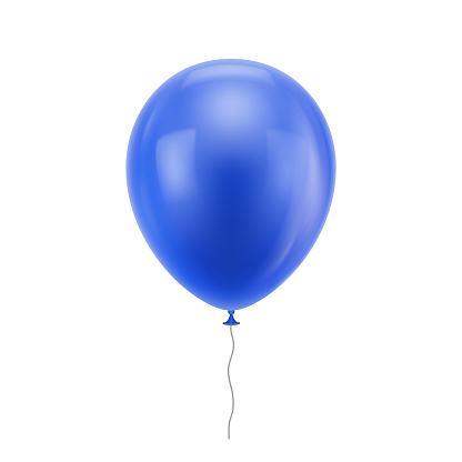 Blue realistic balloon. Blue inflatable ball realistic isolated white background. Balloon in the form of a vector illustration