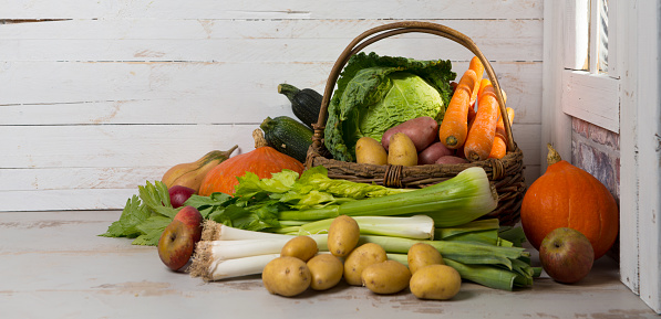 variety of raw vegetables to  cooking a french pot-au-feu