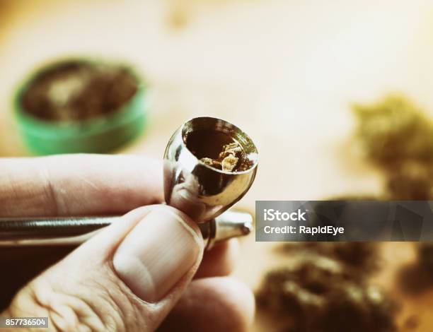 Hand Holding Dope Pipe Filled With Cannabis Stock Photo - Download Image Now - Bong, Adult, Cannabis - Narcotic