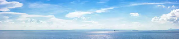 Photo of Panoramic beautiful seascape with cloud on a sunny day.