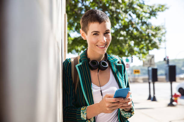 istock Happy woman spotted in Chicago downtown 857741358