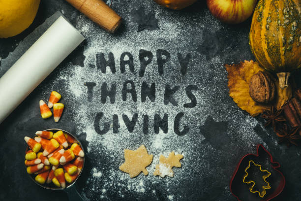 istock Thanksgiving concept - baking ingredients and symbols 857743024