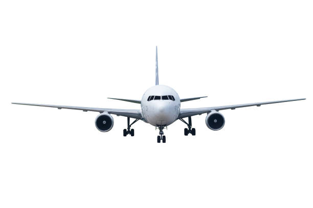 istock Front of real plane aircraft, isolated on white background 857743214