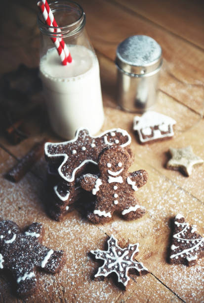 istock Christmas cookies and milk on a table 857743322
